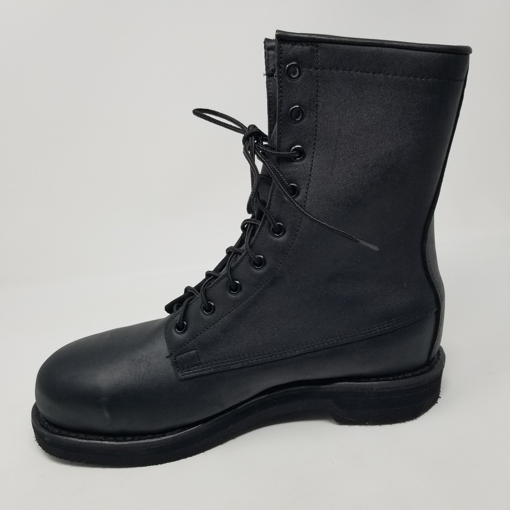Addison Shoe Co. Black‎ Leather Steel Toe Combat/Motorcycle Boots Men's 8 1/2 XW - Picture 5 of 12